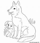 Coloring Puppy Pages Mother Dog Golden Retriever Printable Puppies Mom Wolf Lab Pups Clipart Color Popular sketch template