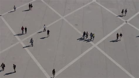 stock video  aerial view  people walking   shutterstock