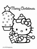 Kitty Hello Coloring Christmas Pages Tree Colouring Color Print Printable Online Colour Kids Sheets Santa Disney Kat Merry Sheet Claus sketch template