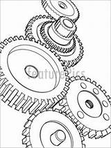 Gear Gears Drawing Tattoo Cogs Sketch Line Steampunk Coloring Mechanical Drawings Wheels Mechanism Stencil Stock Illustration Tattoos Nicknacks Other Dreamstime sketch template