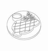 Meat Steak Vector Coloring sketch template
