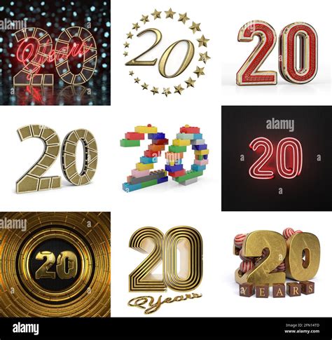 set  twenty year birthday number  graphic design element