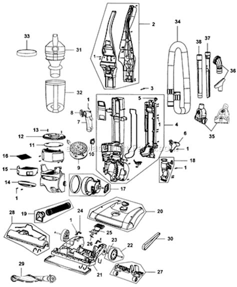 hoover windtunnel vacuum parts diagram