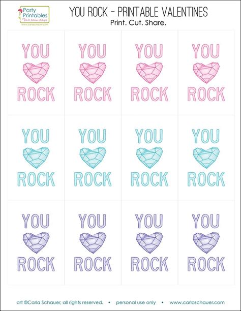 rock printable valentines carla schauer designs