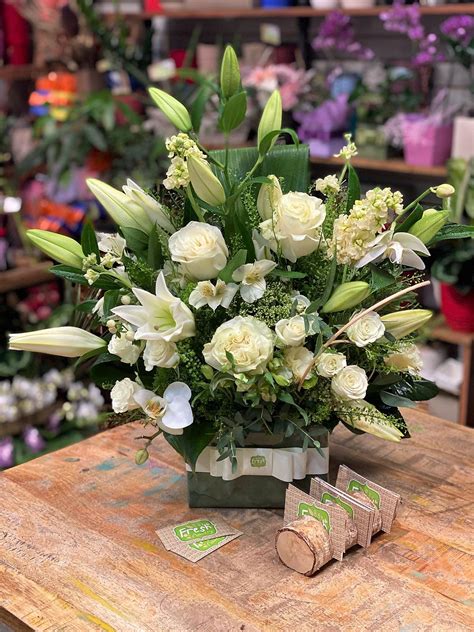 sympathy flower arrangement  lilies   box buy  vancouver fresh flowers delivery