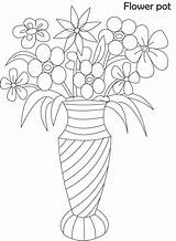 Flower Drawing Vase Pot Coloring Easy Kids Flowers Sketch Pots Line Vases Drawings Pencil Pages Beautiful Draw Heart Kid Colour sketch template