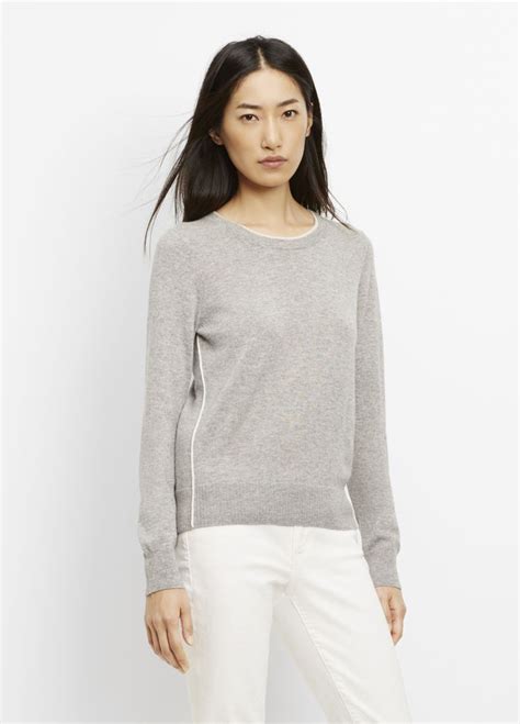 cashmere crew neck sweater  contrast tipping  women crew neck sweater sweaters cashmere