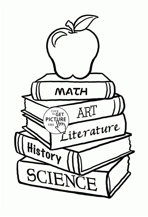 school books  apple coloring page  kids   school coloring