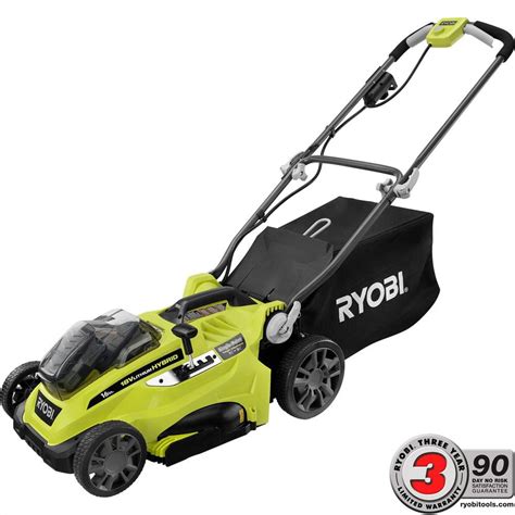 ryobi     volt lithium ion hybrid push lawn mower  ah battery  charger