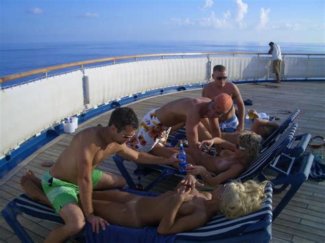 hot caribbean cruise with a few topless euro party girls