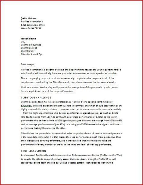 business proposal cover letter sample cover
