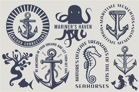 nautical logos marine vintage badges graphic  billah hub creative