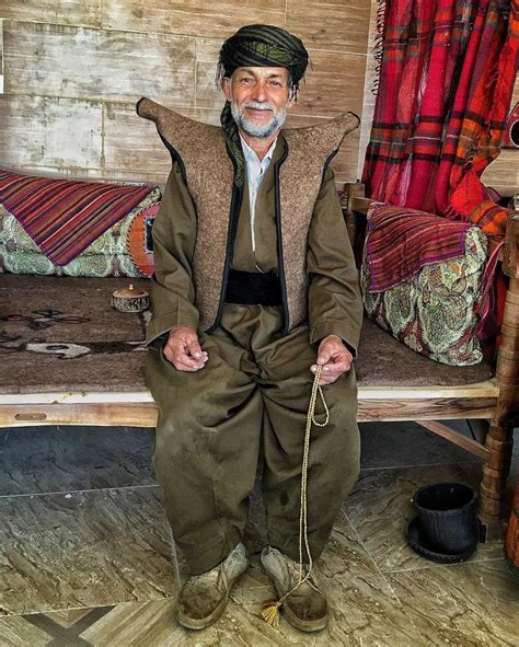 lovely kurdish man in traditional attire from uraman takht