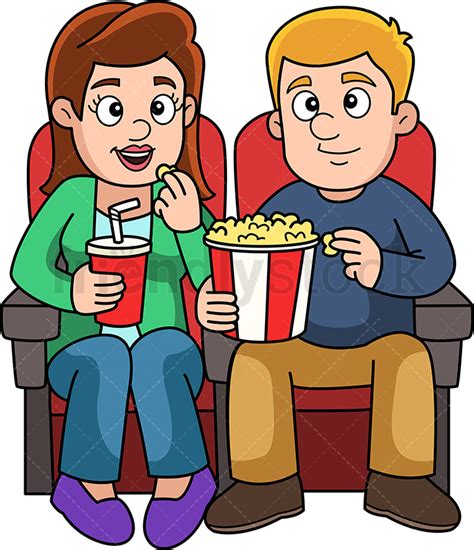Couple Watching A Movie Cartoon Clipart Vector Friendlystock