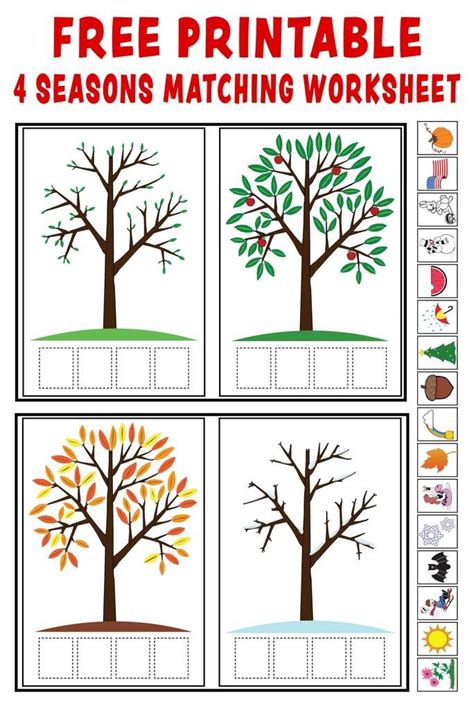 season match up printable 4 seasons matching worksheet seasons