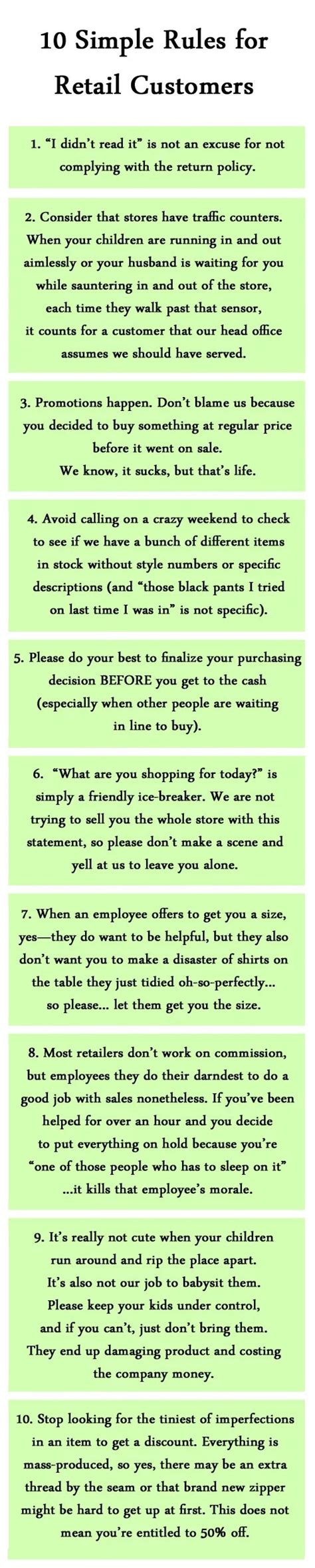 simple rules  retail customers tfe times
