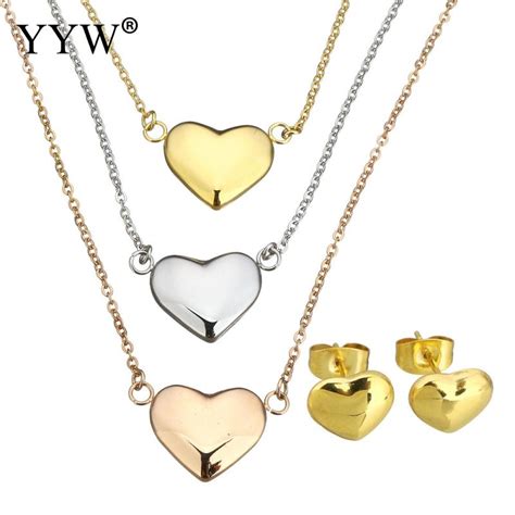 newest couple t stainless steel three colors heart long pendant