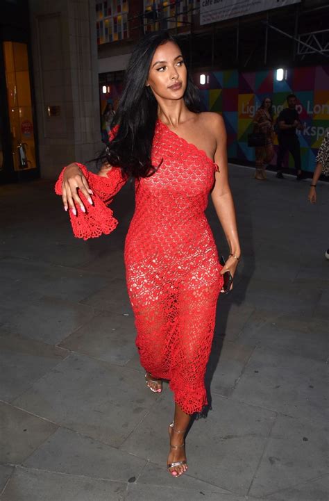 Brunette Maya Jama Flaunts Her Curves In A Sexy Red Dress