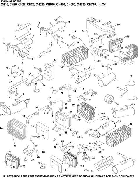kohler ch  basic  hp  kw parts diagram  exhaust group    ch