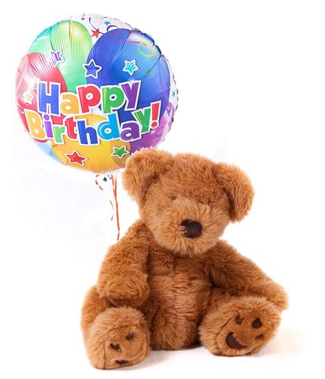 happy birthday bear balloon    flowers