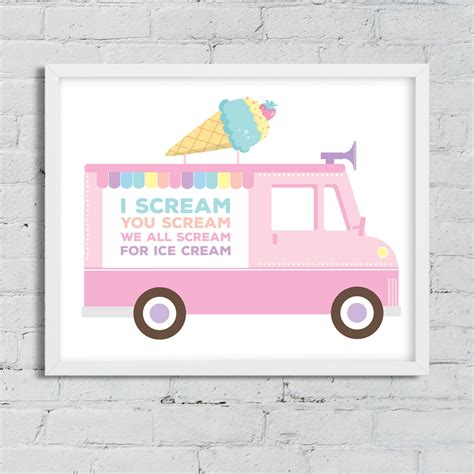 ice cream truck art print ice cream truck nursery print ice etsy