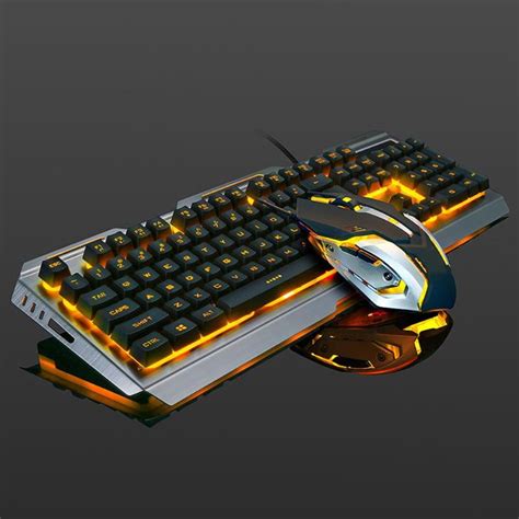 keys backlight wired gaming keyboard mouse set mechanical keyboard dpi durable usb