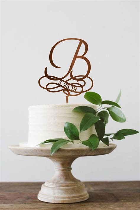 Monogram Cake Topper For Wedding B Cake Topper Date Wedding Cake