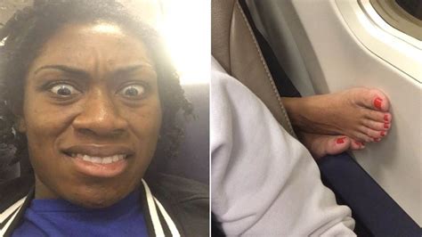 woman disgusted to see passenger s feet through seat on plane youtube