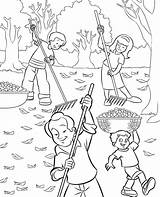 Cleaning Park Autumn Colouring Coloring Topcoloringpages Children sketch template