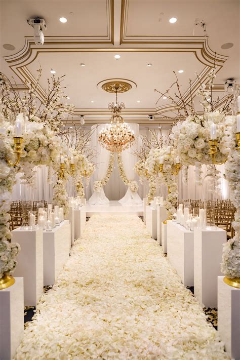 ivory gold ballroom ceremony decor