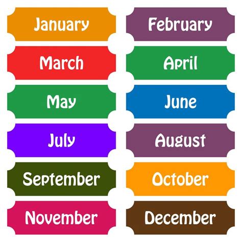 printable months   year labels