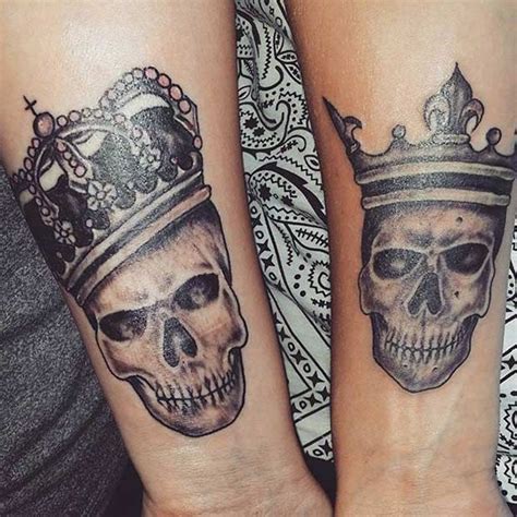 51 King And Queen Tattoos For Couples Skull Couple