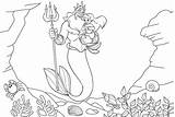 Coloring Triton King Ariel Carrying Baby Pages Great Kids sketch template