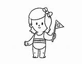 Flag Girl Coloring Coloringcrew sketch template