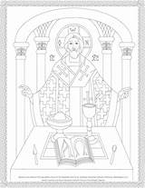 Byzantine Eucharist Religious Colouring Drawing Holy sketch template