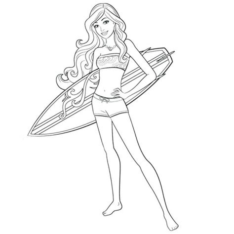 surfboard coloring pages girl  surfboard  drawing