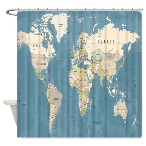 map of the world shower curtain world map bath decor etsy