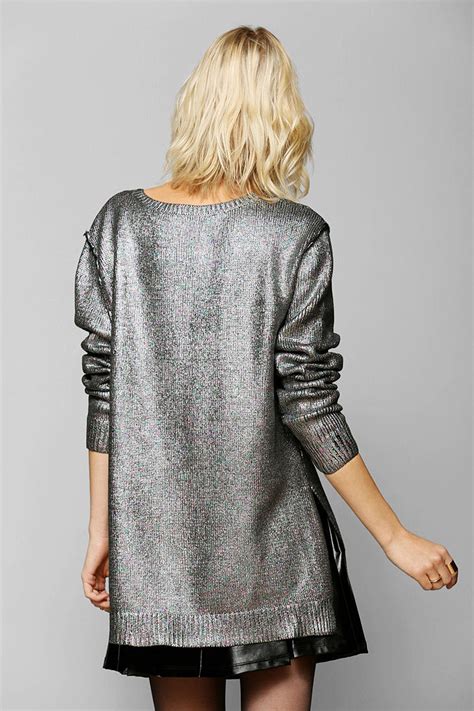 urban outfitters holographic sweater in black lyst