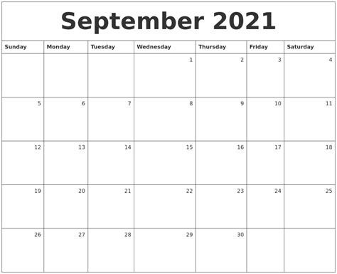 september  monthly calendar