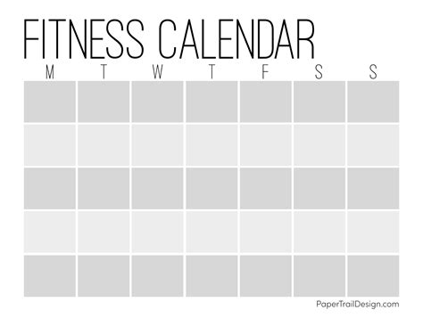 printable workout calendar template paper trail design
