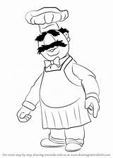 Chef Swedish Muppet Draw Show Drawing Step Cartoon Tutorials Drawingtutorials101 sketch template