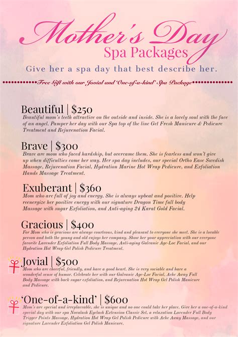 mothers day spa package exuberant