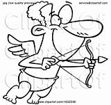 Cupid Aiming Arrow Cartoon Outline Toonaday Lineart sketch template