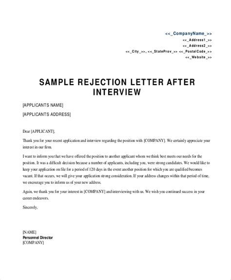 job decline letter  interview    letter template
