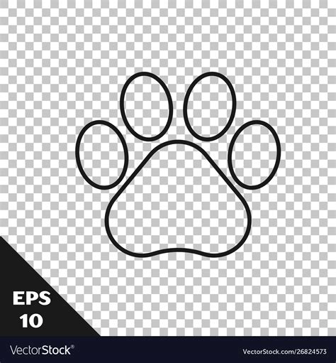 black  paw print icon isolated  transparent vector image