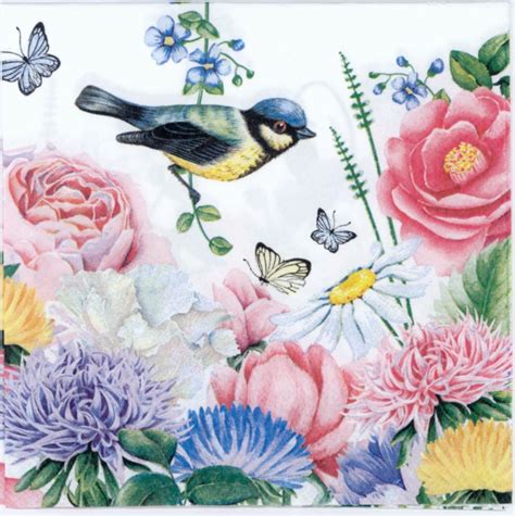 decorative paper napkins  bird   delightful spring garden luncheon napkins  decoupage