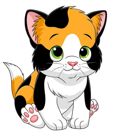 cartoon calico kitten stock vector illustration  furry