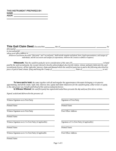 printable florida quit claim deed