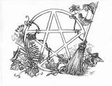 Coloring Pages Wiccan Pagan Pentacle Witch Pentagram Adult Tattoos Printable Drawings Rede Book Tattoo Sketch Shadows Adults Colouring Hoodoo Crafts sketch template