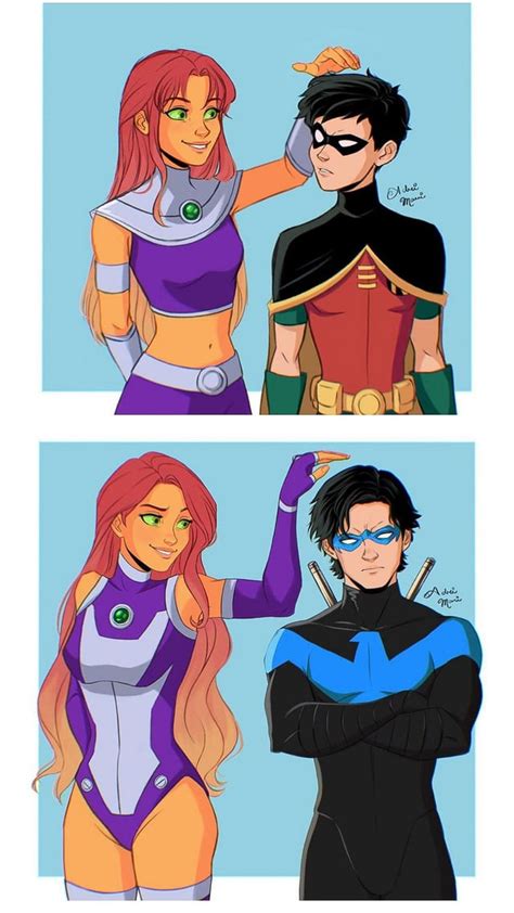 [fan Art] He Never Reached Her Robin Nightwing And Starfire By Adrii